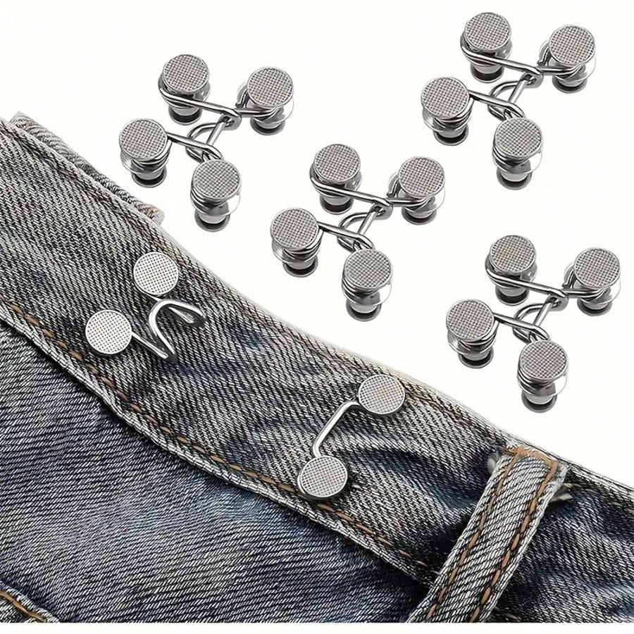 1/2/4pcs Round Waist Cinching Clips, Suitable For Jeans, Skirts, Pants, Collars, Unisex, High-Quality Metal Material, Durable, Quick Adjustment Without Tools, Metal Anti-Slip Brooch, Fashionable Detac