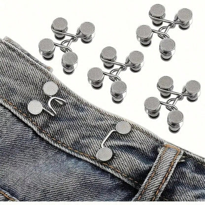 1/2/4pcs Round Waist Cinching Clips, Suitable For Jeans, Skirts, Pants, Collars, Unisex, High-Quality Metal Material, Durable, Quick Adjustment Without Tools, Metal Anti-Slip Brooch, Fashionable Detac