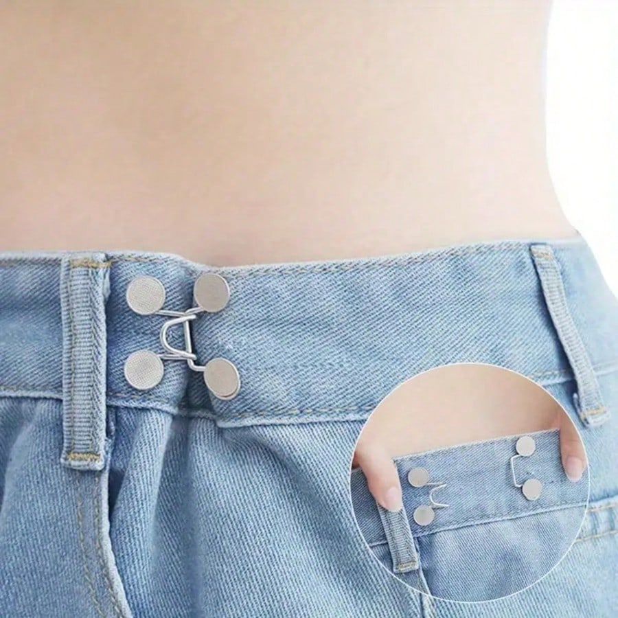 1/2/4pcs Round Waist Cinching Clips, Suitable For Jeans, Skirts, Pants, Collars, Unisex, High-Quality Metal Material, Durable, Quick Adjustment Without Tools, Metal Anti-Slip Brooch, Fashionable Detac