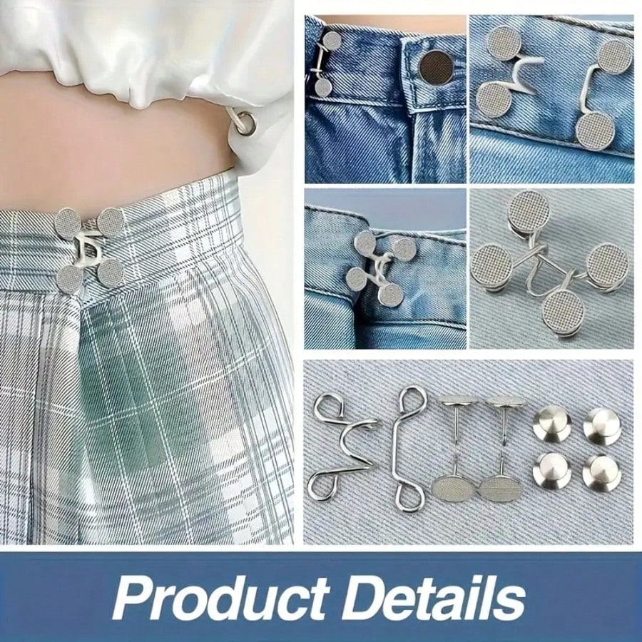 1/2/4pcs Round Waist Cinching Clips, Suitable For Jeans, Skirts, Pants, Collars, Unisex, High-Quality Metal Material, Durable, Quick Adjustment Without Tools, Metal Anti-Slip Brooch, Fashionable Detac