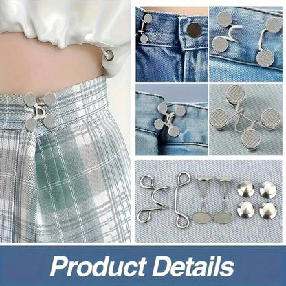 1/2/4pcs Round Waist Cinching Clips, Suitable For Jeans, Skirts, Pants, Collars, Unisex, High-Quality Metal Material, Durable, Quick Adjustment Without Tools, Metal Anti-Slip Brooch, Fashionable Detac