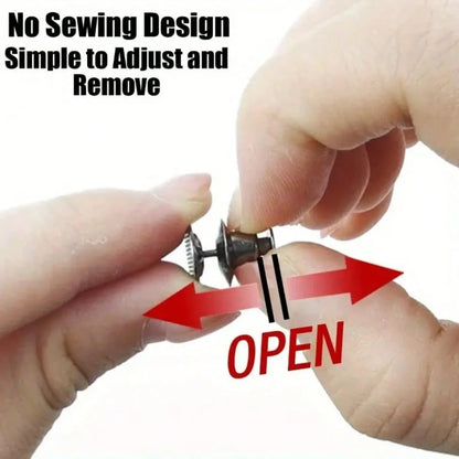 1/2/4pcs Round Waist Cinching Clips, Suitable For Jeans, Skirts, Pants, Collars, Unisex, High-Quality Metal Material, Durable, Quick Adjustment Without Tools, Metal Anti-Slip Brooch, Fashionable Detac