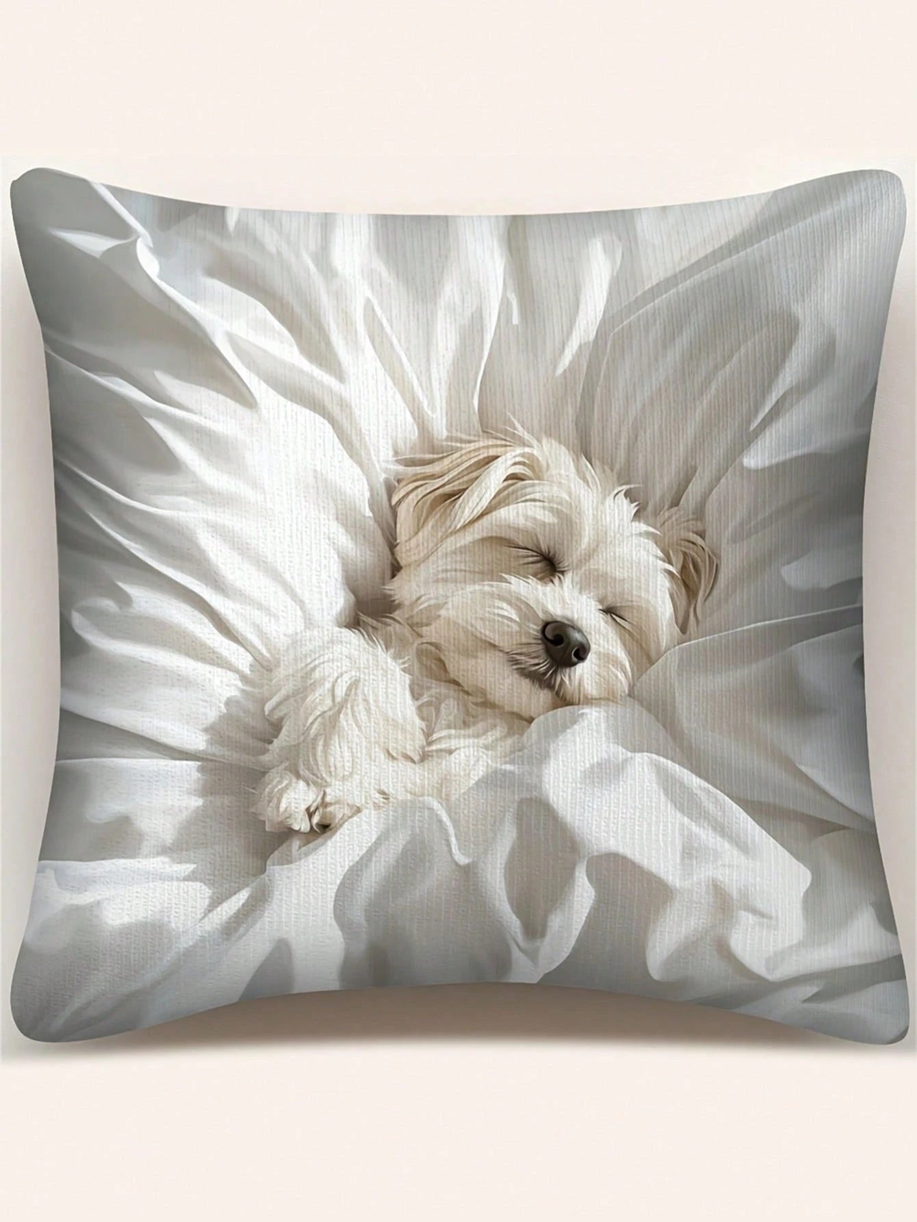 1/2/4pcs Vintage Style Maltese Dog Pillow Cover, Single-Sided Print, Machine Washable, Zipper Closure, Woven Polyester, Decorative Cushion Case For Various Room Types- Ideal For Christmas, New Year