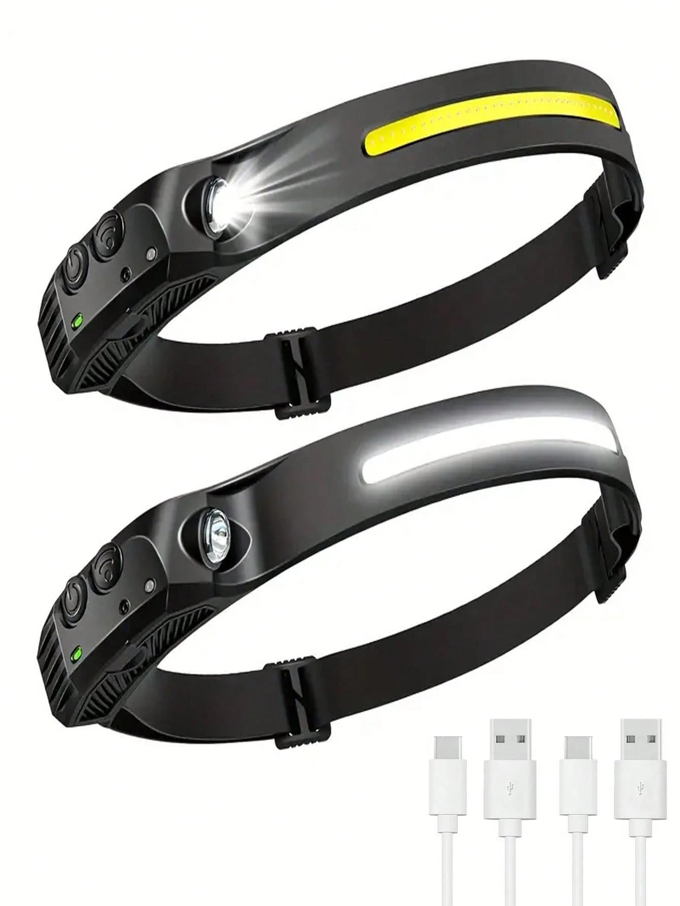1/2/4pcs Waterproof Rechargeable Headlamp, 5 Ultra-Bright LED Lights, 4 Lighting Modes, Built-In 18650 Lithium Battery 600mAh, Powerful Flashlight, Suitable For Fishing, Night Riding, Adjustable Head
