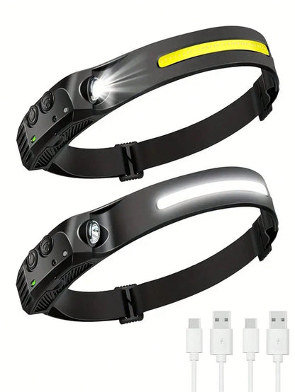 1/2/4pcs Waterproof Rechargeable Headlamp, 5 Ultra-Bright LED Lights, 4 Lighting Modes, Built-In 18650 Lithium Battery 600mAh, Powerful Flashlight, Suitable For Fishing, Night Riding, Adjustable Head