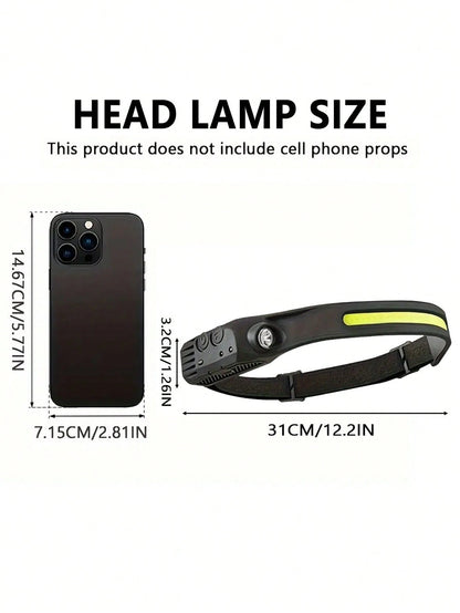 1/2/4pcs Waterproof Rechargeable Headlamp, 5 Ultra-Bright LED Lights, 4 Lighting Modes, Built-In 18650 Lithium Battery 600mAh, Powerful Flashlight, Suitable For Fishing, Night Riding, Adjustable Head