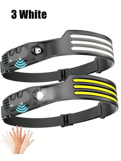 1/2/4pcs Waterproof Rechargeable Headlamp, 5 Ultra-Bright LED Lights, 4 Lighting Modes, Built-In 18650 Lithium Battery 600mAh, Powerful Flashlight, Suitable For Fishing, Night Riding, Adjustable Head