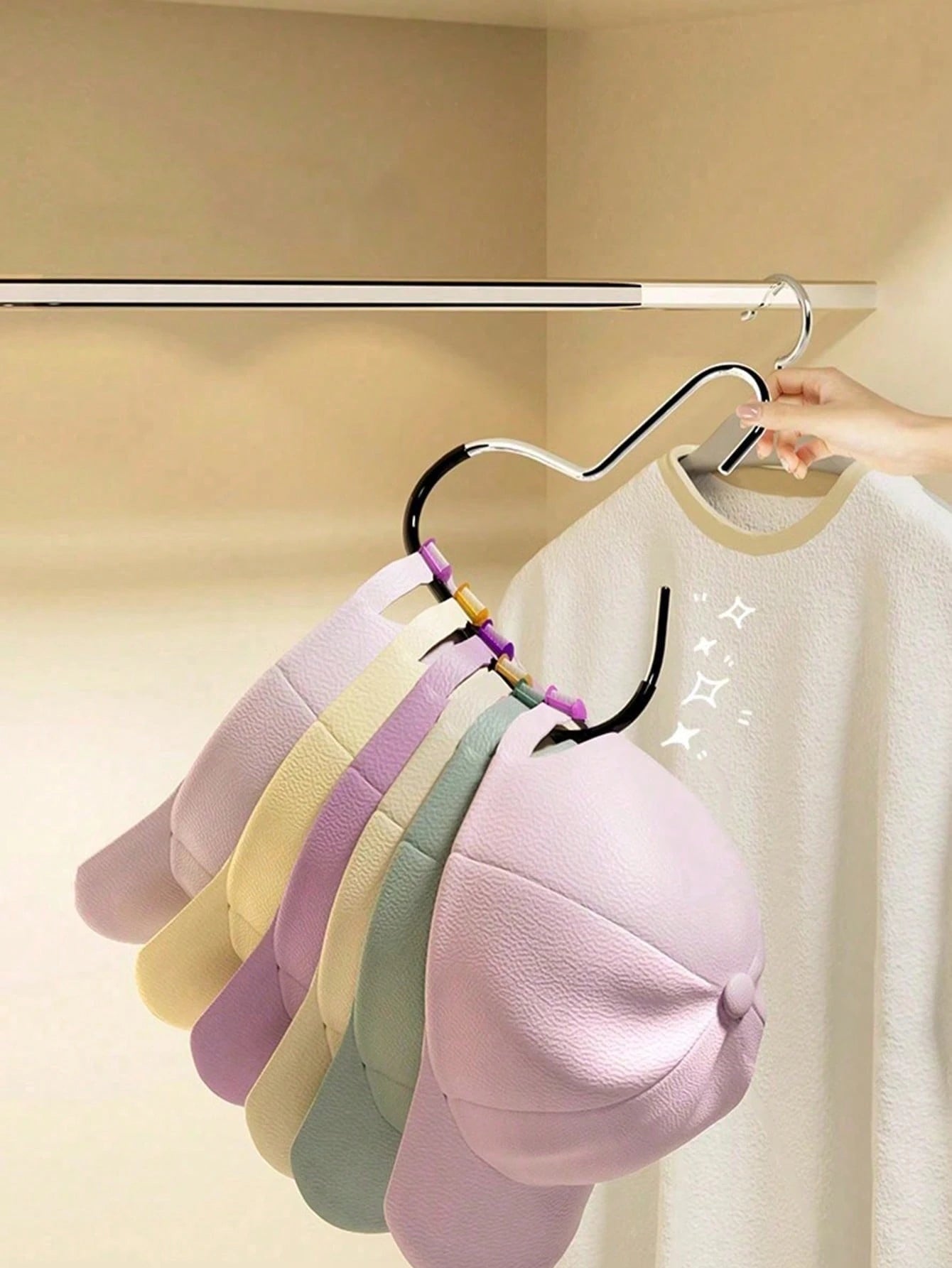 1/2/5/30pcs Random Colors Cap Storage Organizer, Dormitory Wardrobe Interior Hanging Cap Rack, Multifunctional Hat Display Holder
