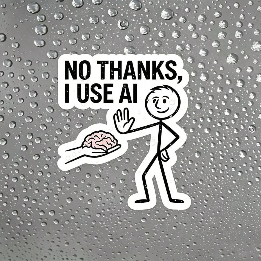 1/2/5 Pcs No Thanks I Use AI Meme Sticker.--Waterproof Vinyl Creative Stickers, Multi-Purpose With Scratch-Resistant Function, Suitable For Laptops, Water Cups, Phones, Bags, Cars, Guitars, Etc. Highl