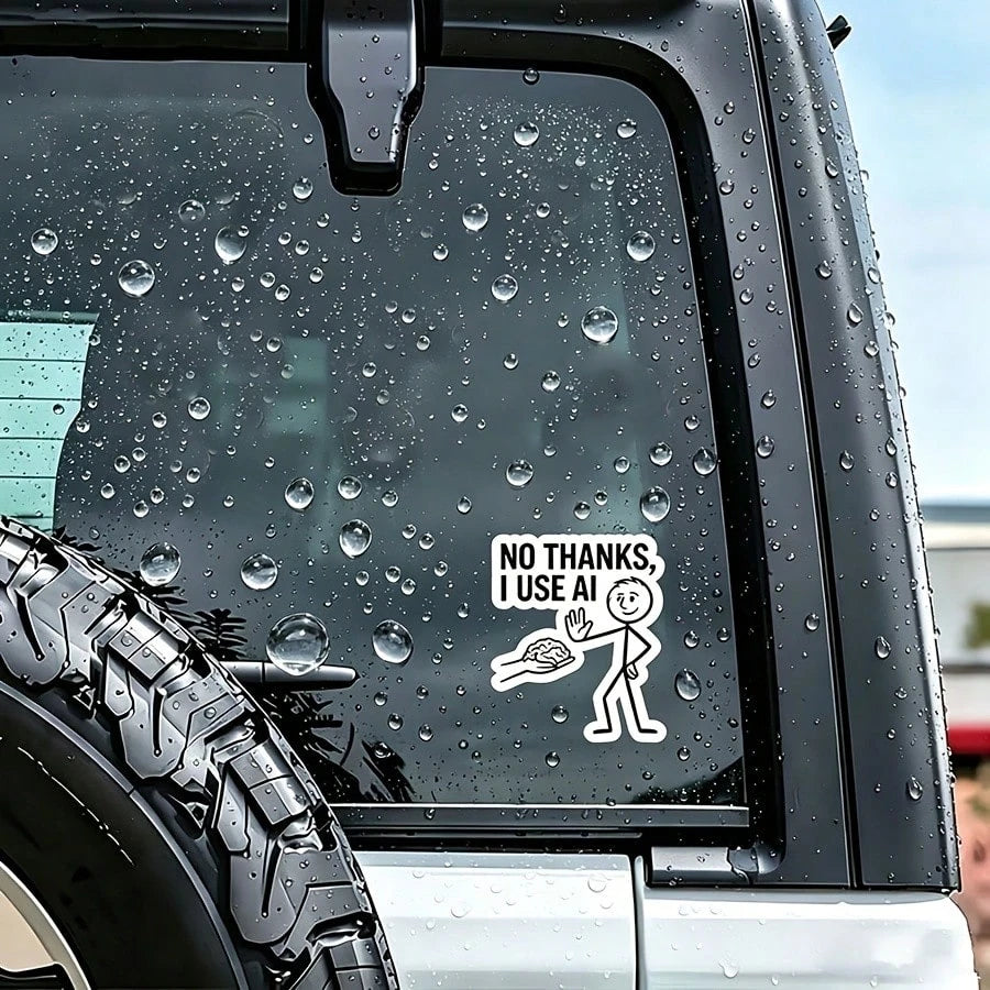 1/2/5 Pcs No Thanks I Use AI Meme Sticker.--Waterproof Vinyl Creative Stickers, Multi-Purpose With Scratch-Resistant Function, Suitable For Laptops, Water Cups, Phones, Bags, Cars, Guitars, Etc. Highl