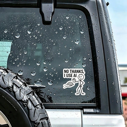 1/2/5 Pcs No Thanks I Use AI Meme Sticker.--Waterproof Vinyl Creative Stickers, Multi-Purpose With Scratch-Resistant Function, Suitable For Laptops, Water Cups, Phones, Bags, Cars, Guitars, Etc. Highl