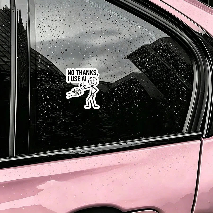 1/2/5 Pcs No Thanks I Use AI Meme Sticker.--Waterproof Vinyl Creative Stickers, Multi-Purpose With Scratch-Resistant Function, Suitable For Laptops, Water Cups, Phones, Bags, Cars, Guitars, Etc. Highl