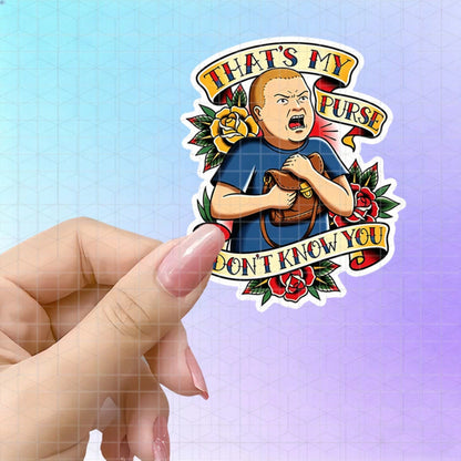 1/2/5pcs "This Is My Bag! I Don't Know You" Vinyl Stickers, Classic Old School Tattoo Style Rose Design,Suitable For Laptops, Water Bottles, And Notebooks,Vintage Art Decor Stickers For Teen Adult Gif