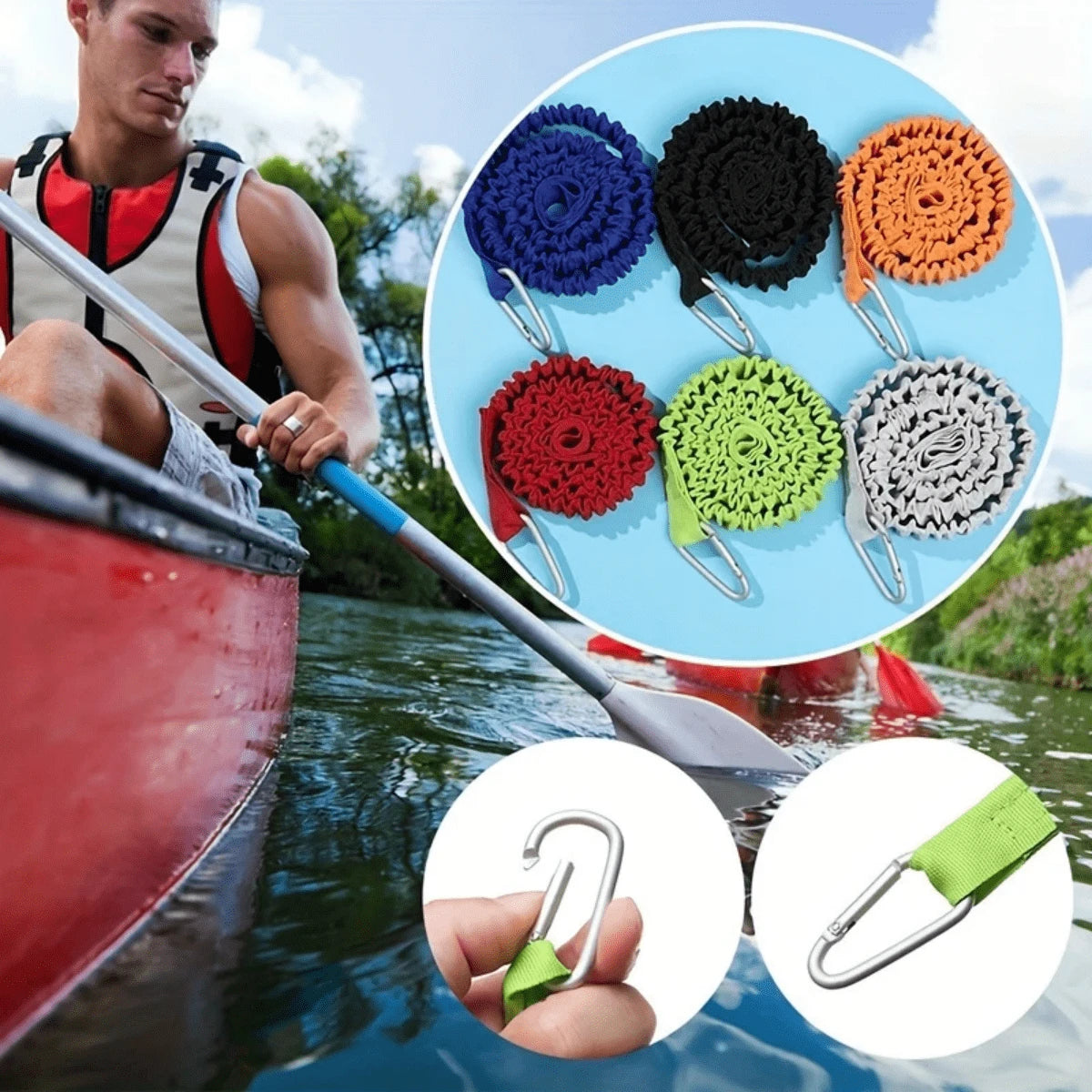 1/2 Kayak Paddle Leash, Paddle Anti-Loss Rope, High Visibility Durable Coiled Lanyard With Safety Hook, Anti-Loss Safety Fixing Accessory, Suitable For Canoes And Kayaks, Assault Boat Foot Rope, Canoe