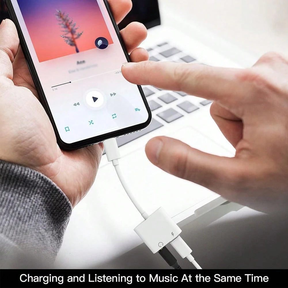 1-2pcs 2-In-1 Headphone Adapter, 3.5mm Auxiliary Audio And Charging Adapter Dongle, Compatible With IPhone 14 Pro Max/14 Pro/14 Plus/14/13/12/11/XS/XR/8/7/6, Series Headphone Jack Adapter