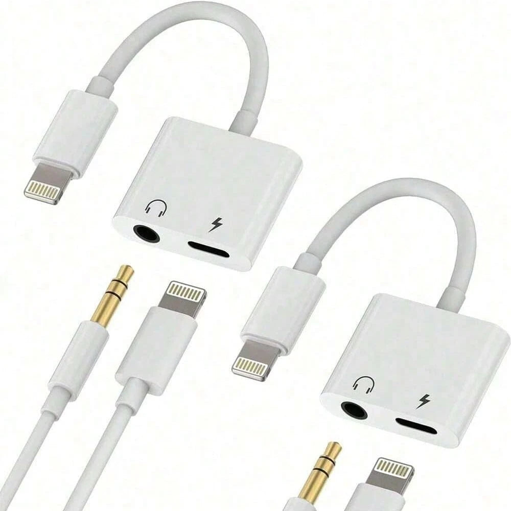 1-2pcs 2-In-1 Headphone Adapter, 3.5mm Auxiliary Audio And Charging Adapter Dongle, Compatible With IPhone 14 Pro Max/14 Pro/14 Plus/14/13/12/11/XS/XR/8/7/6, Series Headphone Jack Adapter