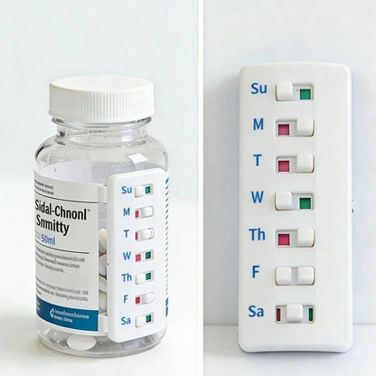 1/2pcs Compact Pill Reminder, Reusable Pill Trackers Compatible With Different Pill Bottles, Featuring A Non-Slip Design, Refillable Tracker, No Filling Required, Ideal For Various Situations
