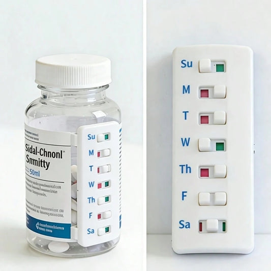 1/2pcs Compact Pill Reminder, Reusable Pill Trackers Compatible With Different Pill Bottles, Featuring A Non-Slip Design, Refillable Tracker, No Filling Required, Ideal For Various Situations
