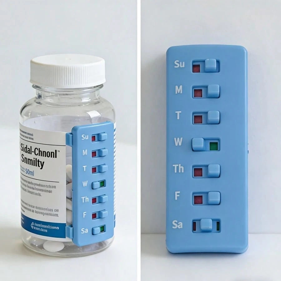1/2pcs Compact Pill Reminder, Reusable Pill Trackers Compatible With Different Pill Bottles, Featuring A Non-Slip Design, Refillable Tracker, No Filling Required, Ideal For Various Situations