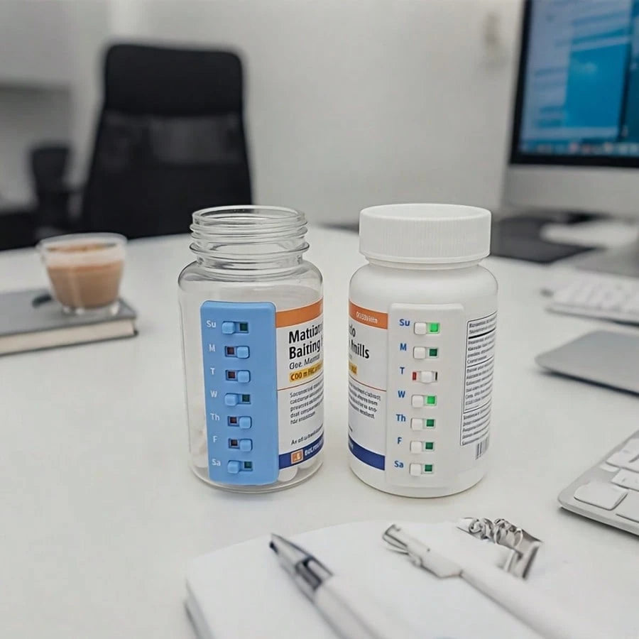 1/2pcs Compact Pill Reminder, Reusable Pill Trackers Compatible With Different Pill Bottles, Featuring A Non-Slip Design, Refillable Tracker, No Filling Required, Ideal For Various Situations