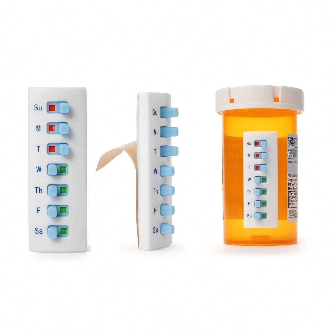 1/2pcs Compact Pill Reminder, Reusable Pill Trackers Compatible With Different Pill Bottles, Featuring A Non-Slip Design, Refillable Tracker, No Filling Required, Ideal For Various Situations