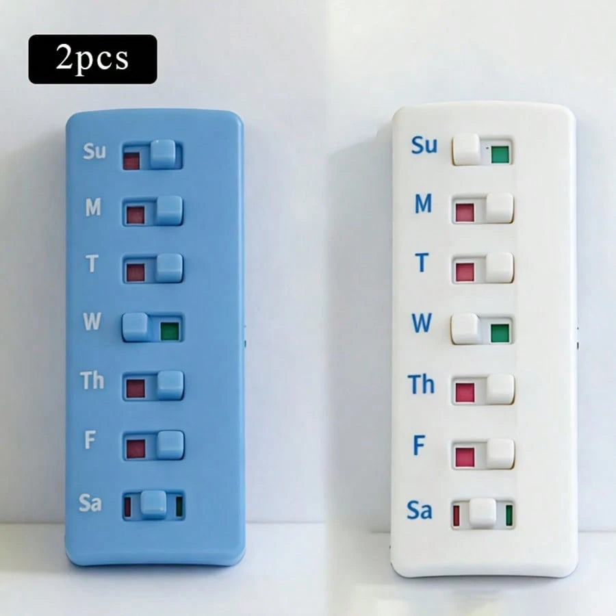 1/2pcs Compact Pill Reminder, Reusable Pill Trackers Compatible With Different Pill Bottles, Featuring A Non-Slip Design, Refillable Tracker, No Filling Required, Ideal For Various Situations