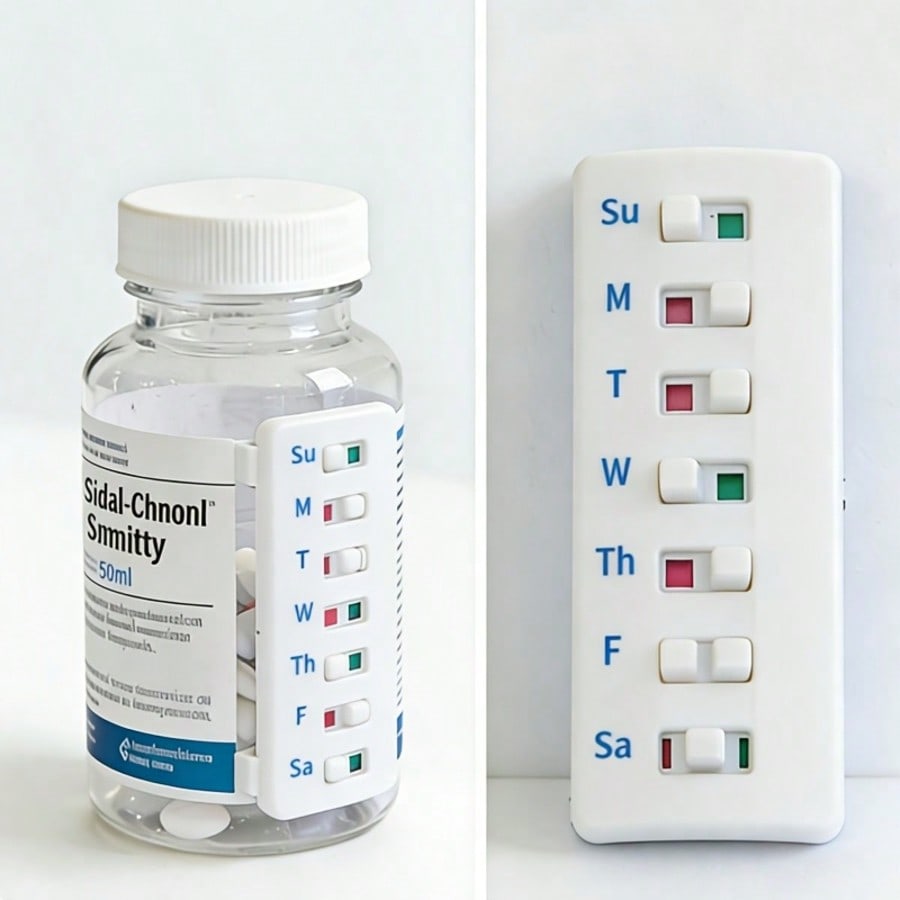 1/2pcs Compact Pill Reminder, Reusable Pill Trackers Compatible With Different Pill Bottles, Featuring A Non-Slip Design, Refillable Tracker, No Filling Required, Ideal For Various Situations