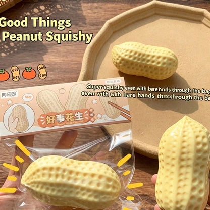 1/2Pcs Good Luck Peanut Squeeze Toy, TPR Realistic Slow Rebound Stress Relief Fidget Toy, Sensory Anxiety Relief Squishy For Kids Teens Adults, Portable Desk Toy For Office School Party, Ideal Holiday