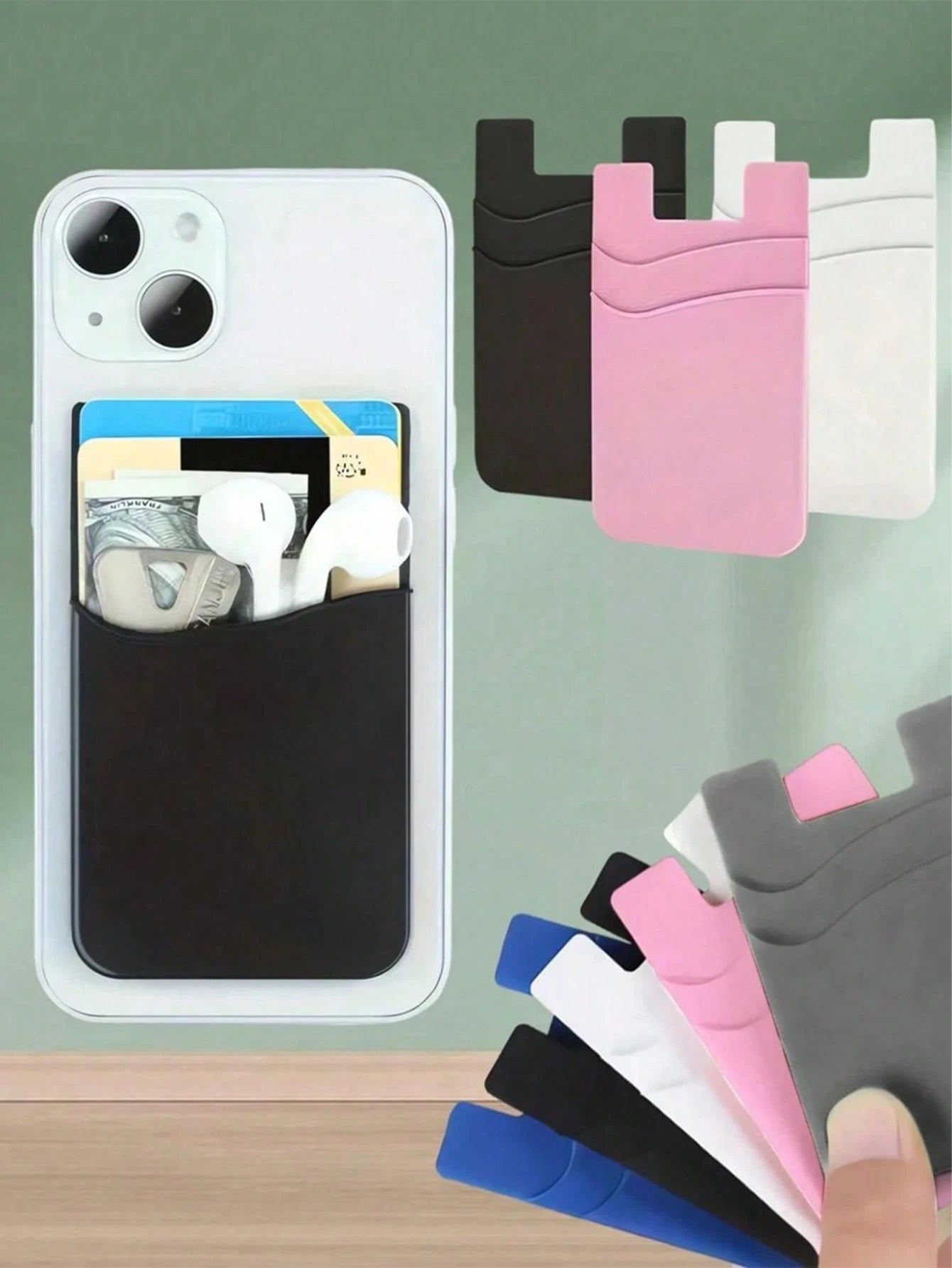 1/2pcs Minimalist Universal Adhesive Phone Back Pocket Wallet, Phone Wallet Card Holder, Compatible With Most Smartphones And Phone Cases, Card Holder For Vacation, Business Card Holder, Women's Credi