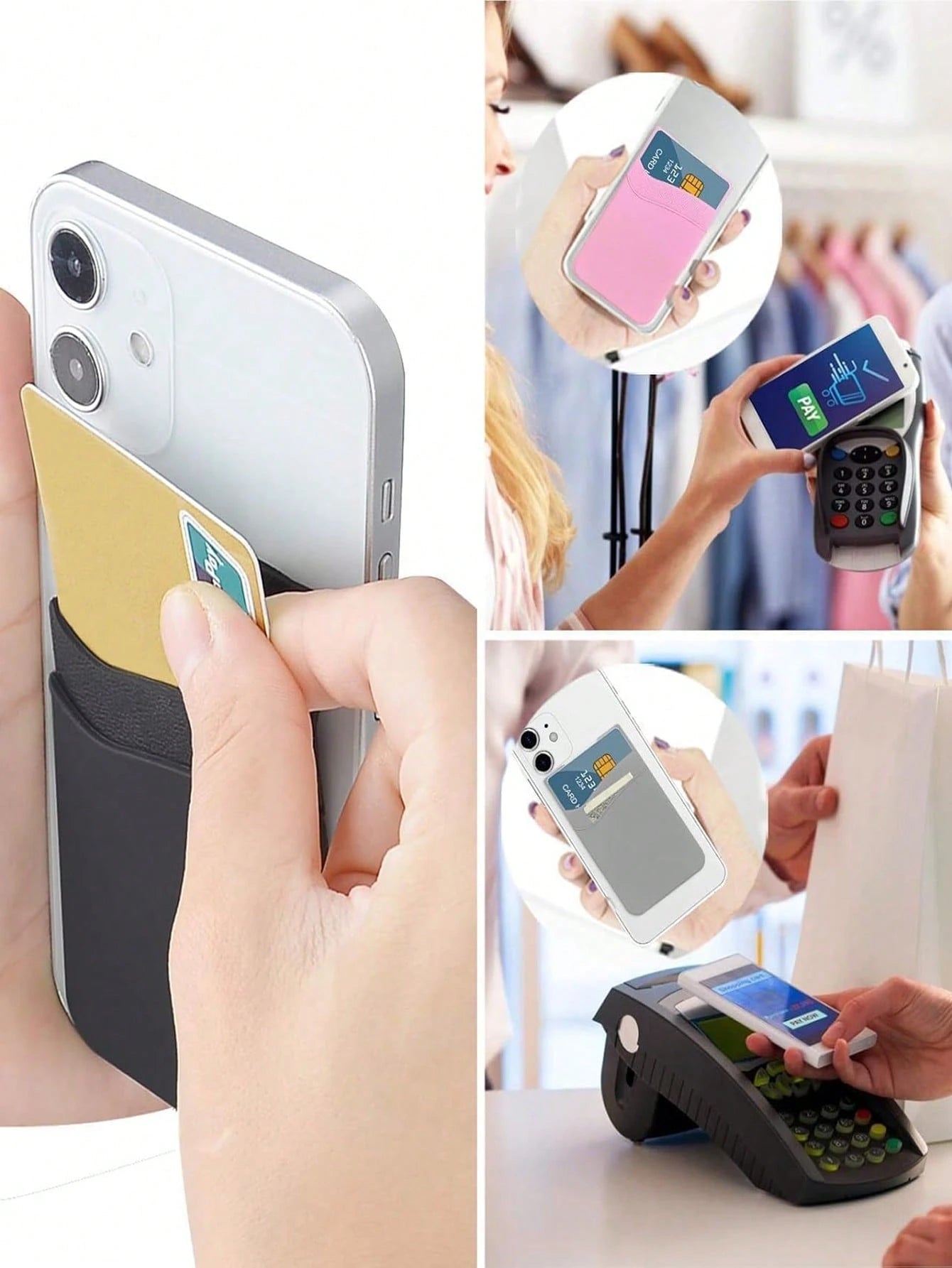 1/2pcs Minimalist Universal Adhesive Phone Back Pocket Wallet, Phone Wallet Card Holder, Compatible With Most Smartphones And Phone Cases, Card Holder For Vacation, Business Card Holder, Women's Credi