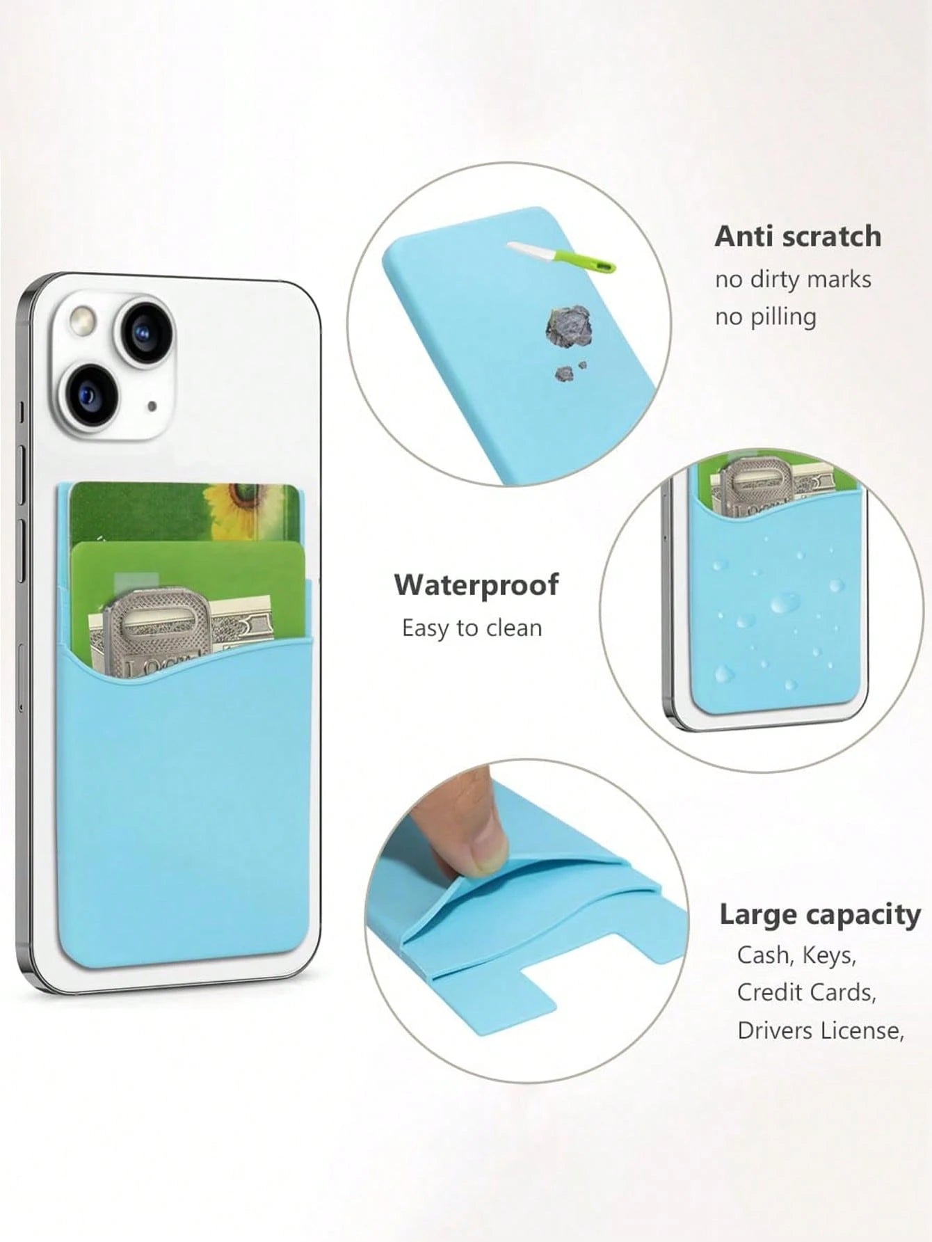 1/2pcs Minimalist Universal Adhesive Phone Back Pocket Wallet, Phone Wallet Card Holder, Compatible With Most Smartphones And Phone Cases, Card Holder For Vacation, Business Card Holder, Women's Credi