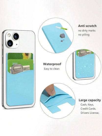 1/2pcs Minimalist Universal Adhesive Phone Back Pocket Wallet, Phone Wallet Card Holder, Compatible With Most Smartphones And Phone Cases, Card Holder For Vacation, Business Card Holder, Women's Credi
