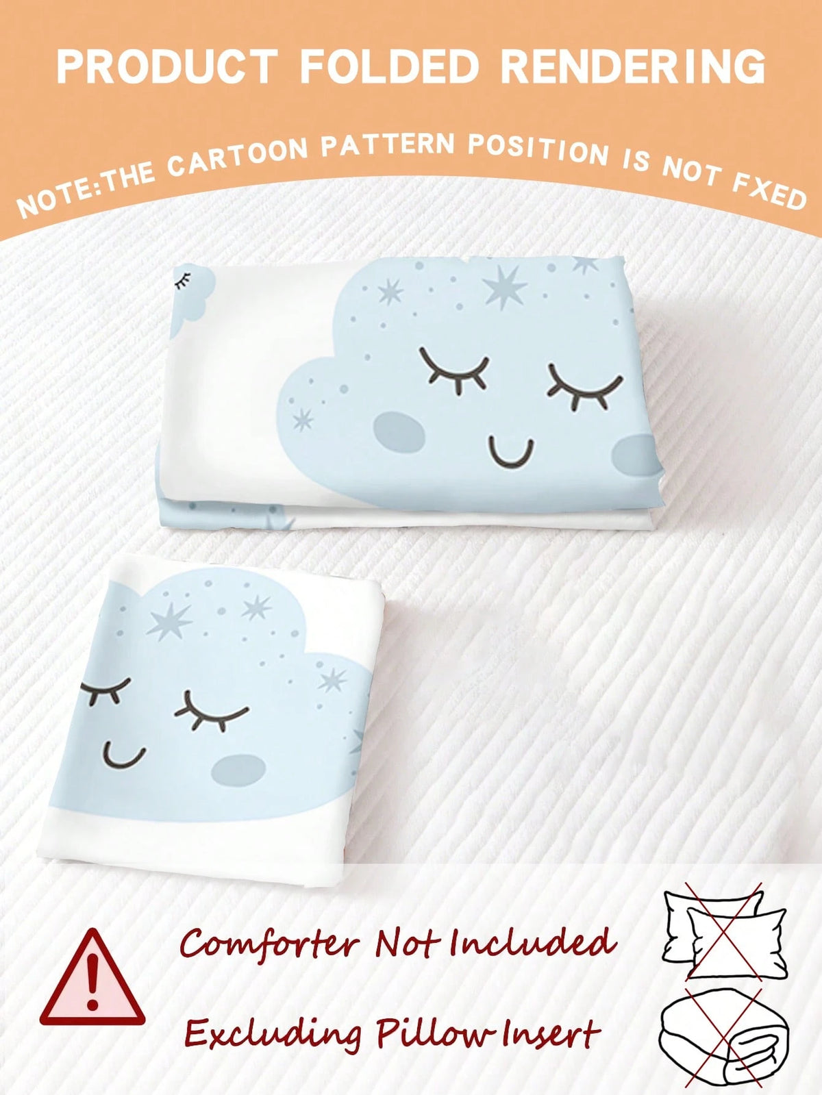 1/2pcs Set Reversible Cute Blue Cloud Baby Bedding Set- Soft Hypoallergenic Baby Crib Sheet & Duvet Cover Set With Smiling Face And Star Pattern, Essential For Children