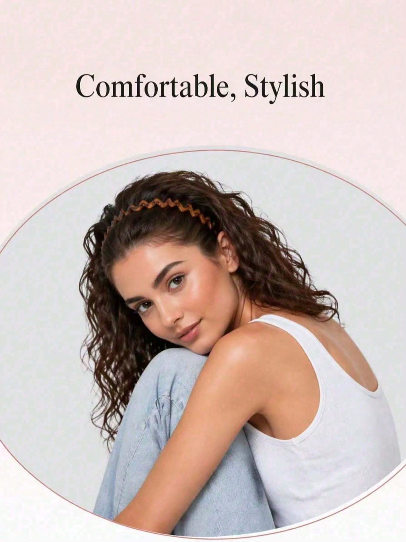 1/2pcs/Set Women's Zigzag Headband- Headband And Hair Clip Fashion Accessories, Create Smooth Hairstyle- Comfortable Wavy Headband| Comb Headband| Ideal Gift For Women, Black And Tortoiseshell, Su