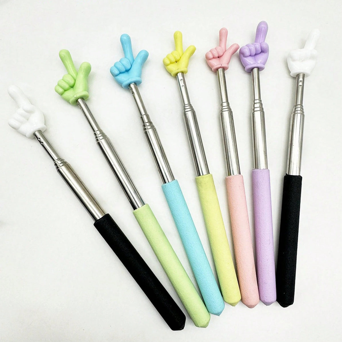 1/2Pcs Telescopic Teachers Pointer, Extendable Hand Pointer Finger Pointer Stick, Mini Retractable Classroom Pointer For Elementary School Kindergarten Teacher, Classroom Supplies (Black), Back To Sch