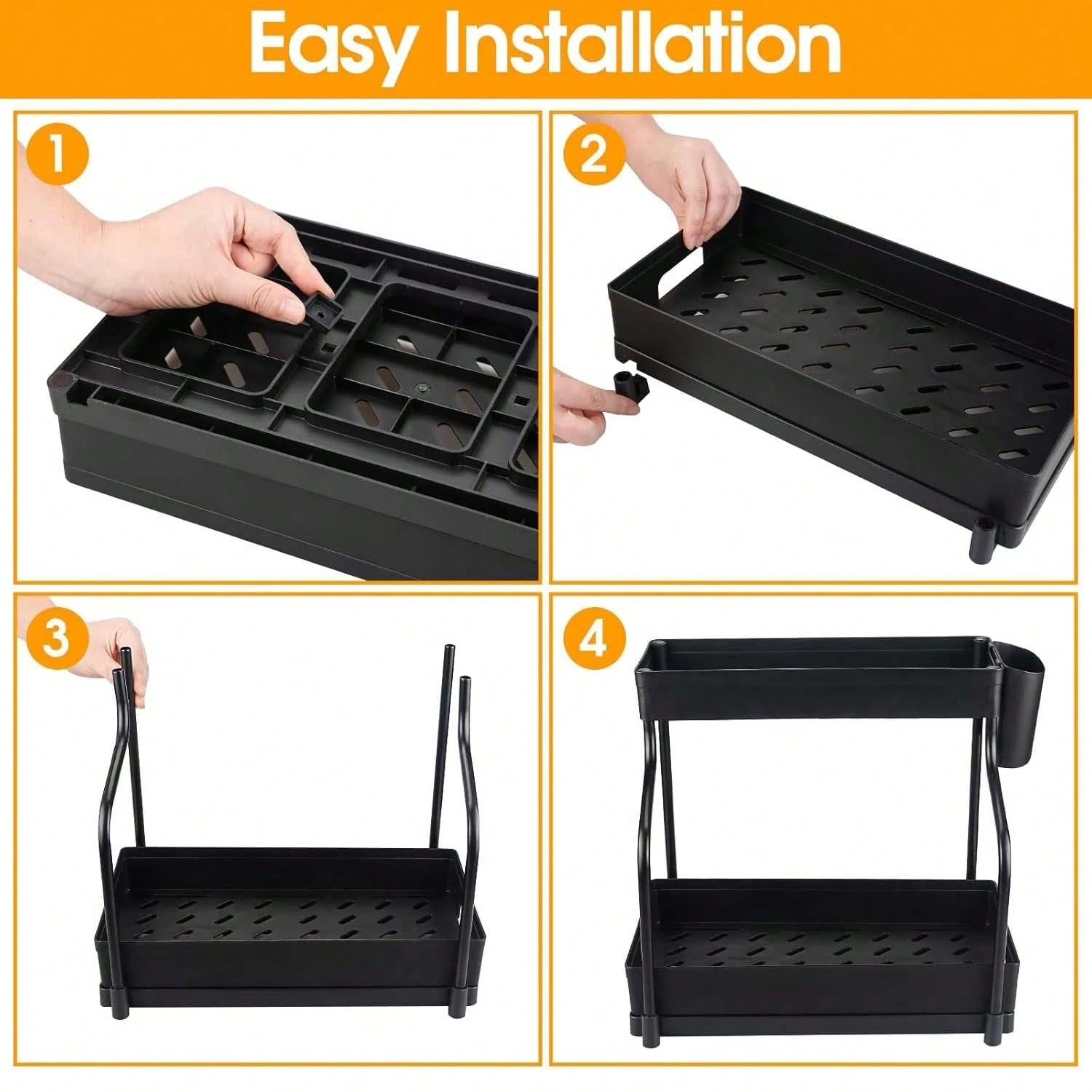 1/2PCS Under Sink Organizers And Storage, Large Capacity Heavy Load Pull-Out Under Sink Shelves With Sliding Drawer For Kitchen And Bathroom