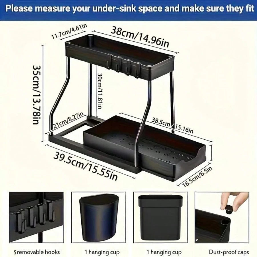 1/2PCS Under Sink Organizers And Storage, Large Capacity Heavy Load Pull-Out Under Sink Shelves With Sliding Drawer For Kitchen And Bathroom