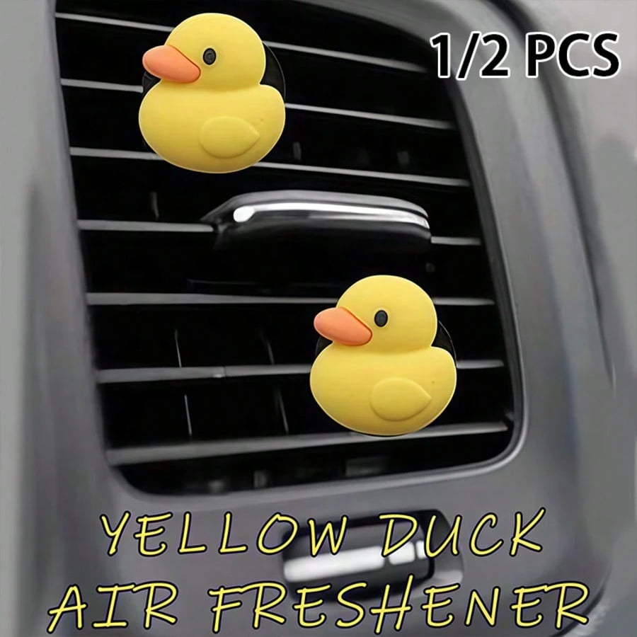 1/2pcs Yellow Duck Car Air Vent Aromatherapy Clip! Cute Little Yellow Duck Design With Healing Vibe, Bright Yellow Tone Eye-Catching, Car Air Vent Aromatherapy Clip, Car Vent Interior Accessory, Car A