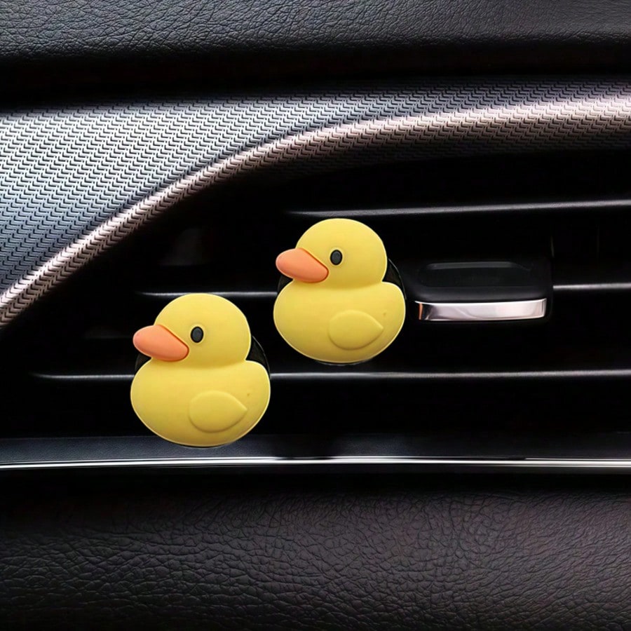 1/2pcs Yellow Duck Car Air Vent Aromatherapy Clip! Cute Little Yellow Duck Design With Healing Vibe, Bright Yellow Tone Eye-Catching, Car Air Vent Aromatherapy Clip, Car Vent Interior Accessory, Car A