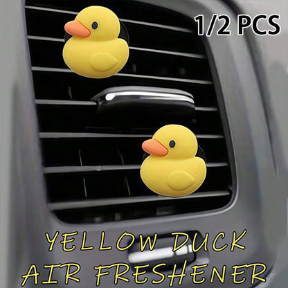 1/2pcs Yellow Duck Car Air Vent Aromatherapy Clip! Cute Little Yellow Duck Design With Healing Vibe, Bright Yellow Tone Eye-Catching, Car Air Vent Aromatherapy Clip, Car Vent Interior Accessory, Car A