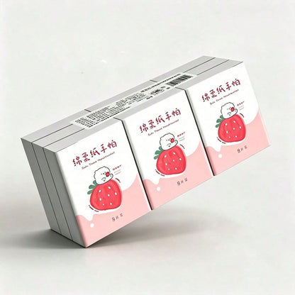 1/3/9/18/36 Pack New Strawberry Patterned Handkerchief Tissue, Mini Bag 3-Layer 8-Piece Handkerchief Tissue, Portable Small Bag Tissue, Student Pocket Tissue, Essential For Returning To School