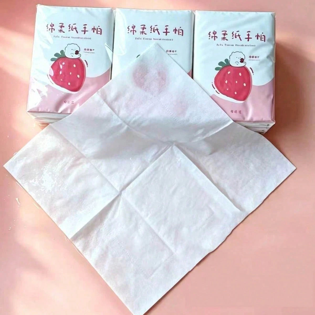 1/3/9/18/36 Pack New Strawberry Patterned Handkerchief Tissue, Mini Bag 3-Layer 8-Piece Handkerchief Tissue, Portable Small Bag Tissue, Student Pocket Tissue, Essential For Returning To School