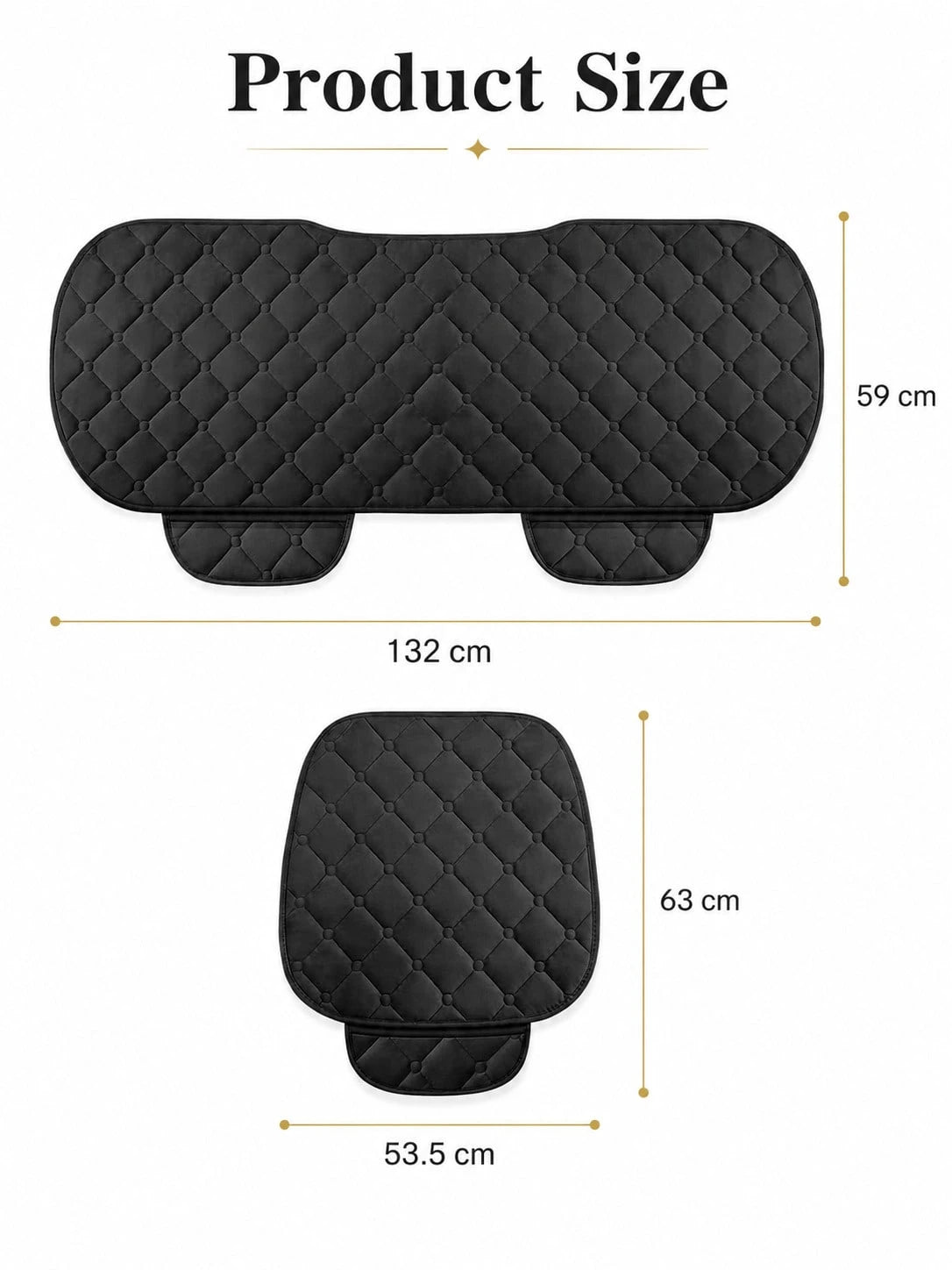 1/3pcs 21.06*24.80 Inch Universal Car Seat Cushion, Thickened Quilted Short Plush Polyester Fiber Seat Pad, Pure Black Diamond Grid Design, Non-Slip Silicone Particles Bottom With Side Storage Pocket