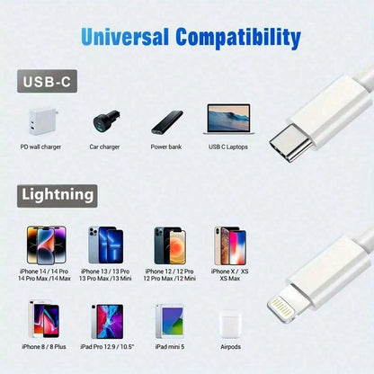 1/3pcs 3.3ft/6.6ft Type-C To Lightning Fast Charging Cable, Compatible With Apple 14/13/12/11 Pro Max/XR/XS/X/8/7/6 Plus/SE/ Mini, MFi Certified