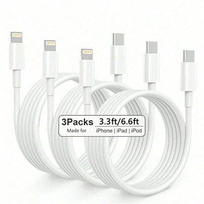 1/3pcs 3.3ft/6.6ft Type-C To Lightning Fast Charging Cable, Compatible With Apple 14/13/12/11 Pro Max/XR/XS/X/8/7/6 Plus/SE/ Mini, MFi Certified