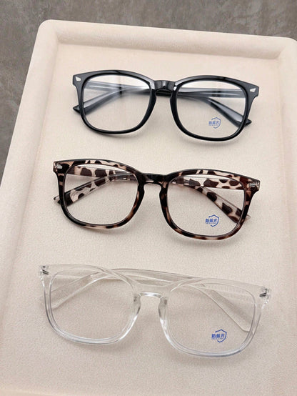 1/3pcs Anti-Blue Light Glasses, Suitable For Computer Reading/Gaming/TV/Mobile, Unisex, Relieve Eye Fatigue, Multiple Colors Available (Black Glasses, Leopard Print Glasses, Transparent Glasses, Etc.)