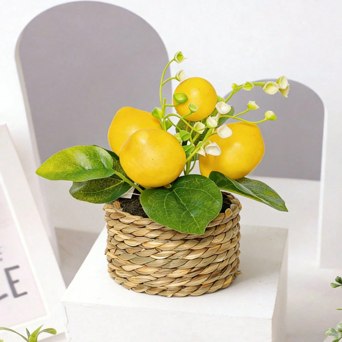 1-3pcs Artificial Lemon Potted Plants, With Pot, Made Of PE Material, 3 Styles Available. Widely Used For: Desktop Decor, School Dorm And Office Decor, Party, Event, Holiday And Birthday Decoration. A