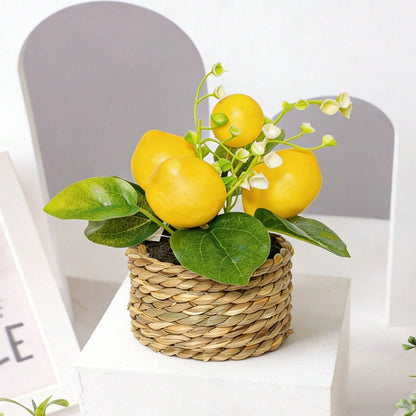1-3pcs Artificial Lemon Potted Plants, With Pot, Made Of PE Material, 3 Styles Available. Widely Used For: Desktop Decor, School Dorm And Office Decor, Party, Event, Holiday And Birthday Decoration. A