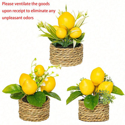 1-3pcs Artificial Lemon Potted Plants, With Pot, Made Of PE Material, 3 Styles Available. Widely Used For: Desktop Decor, School Dorm And Office Decor, Party, Event, Holiday And Birthday Decoration. A