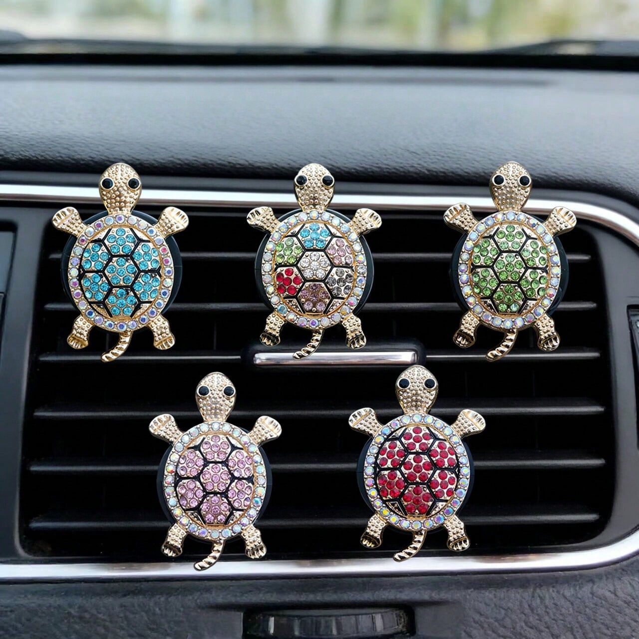 1/3pcs Rhinestone Turtle Design Car Air Vent Clip, Car Fragrance Diffuser, Shiny Decor, Air Freshener, Gift For Men & Women